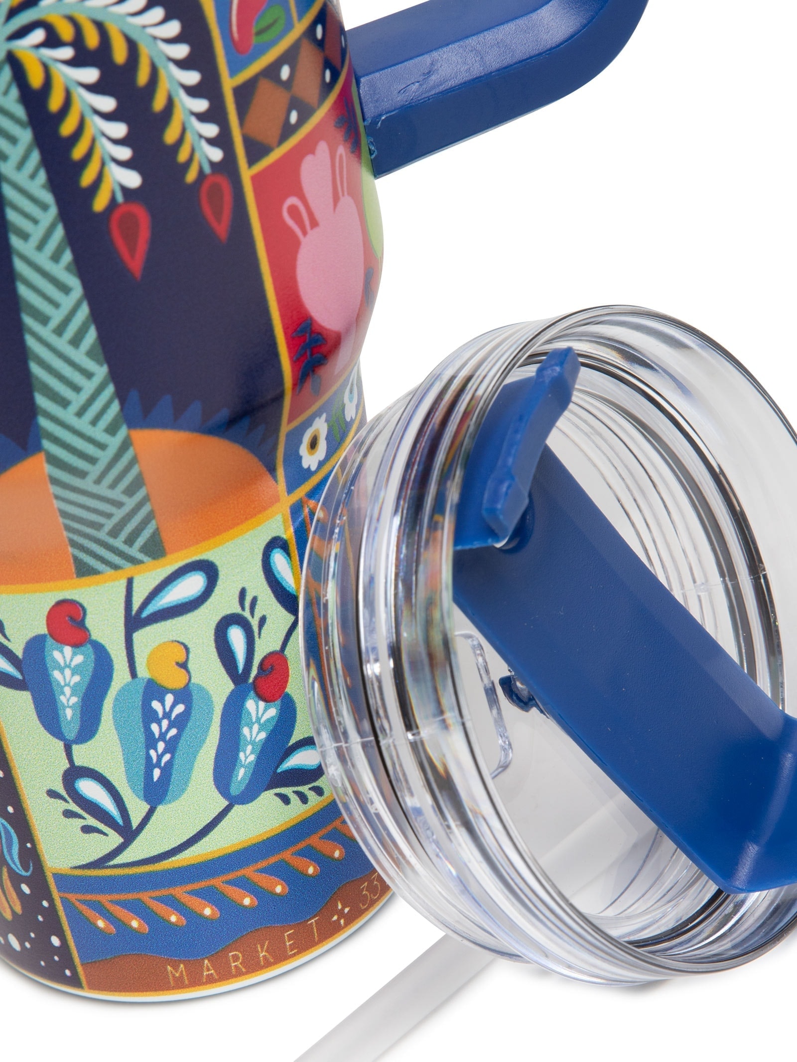 Copo Feminino Térmico Estampa Tropical 1200ml Azul Market 33