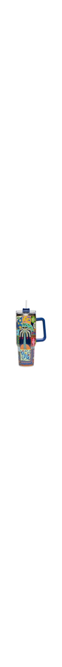 Copo Feminino Térmico Estampa Tropical 1200ml - Azul