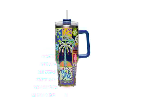 Copo Feminino Térmico Estampa Tropical 1200ml - Azul