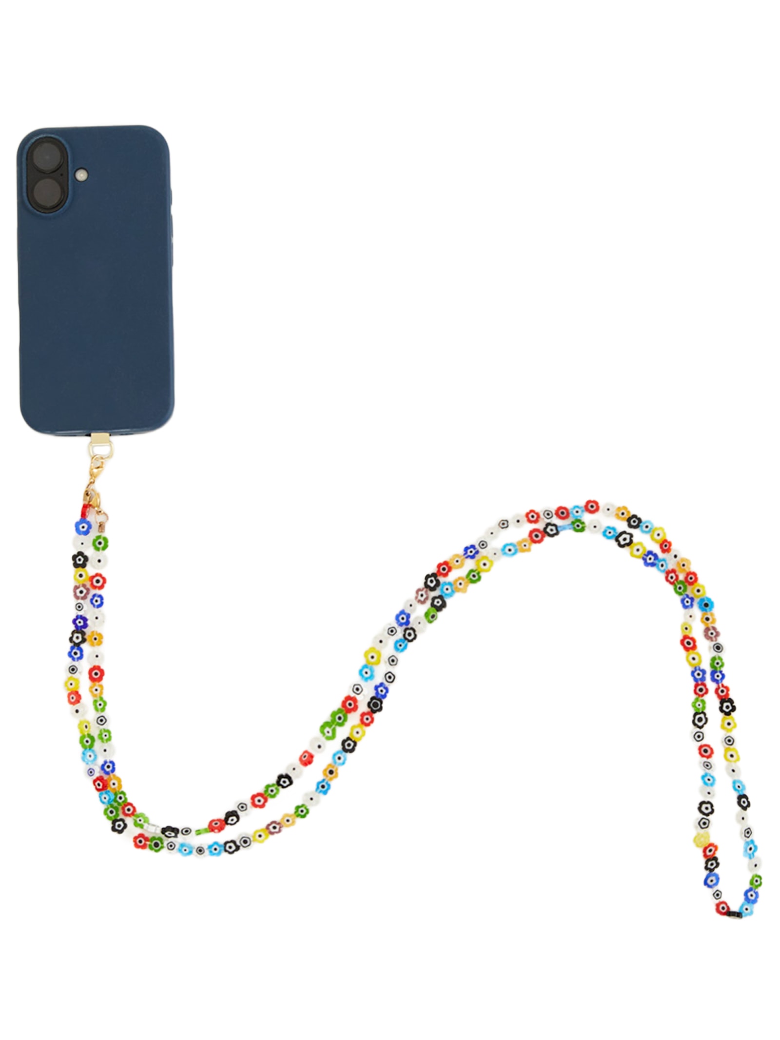 Corda De Celular Miçanga Flor Olho Grego Azul Farm Etc