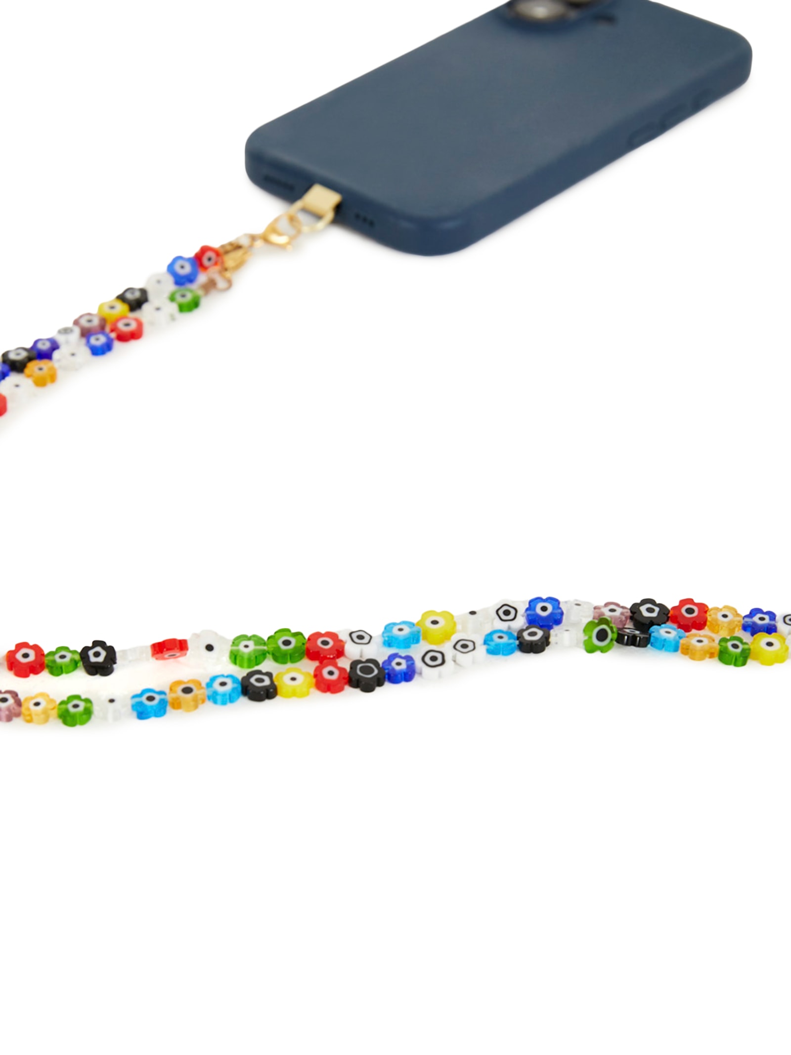 Corda De Celular Miçanga Flor Olho Grego Azul Farm Etc