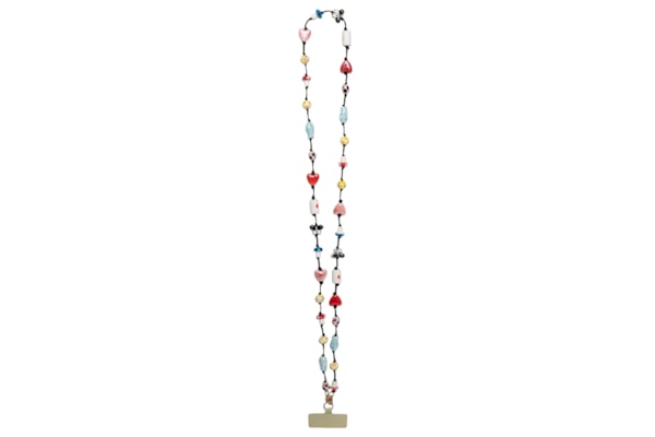 Corda De Celular Miçanga Ícones Multi - Preto