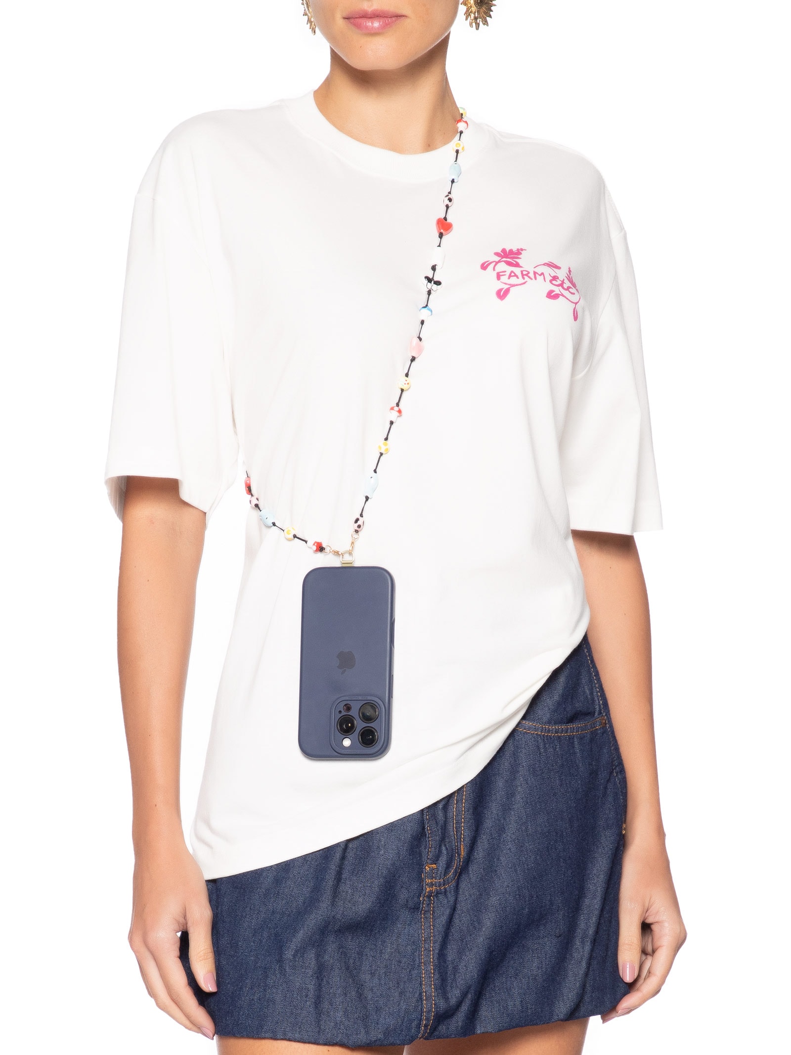 Corda De Celular Miçanga Ícones Multi Preto Farm Etc