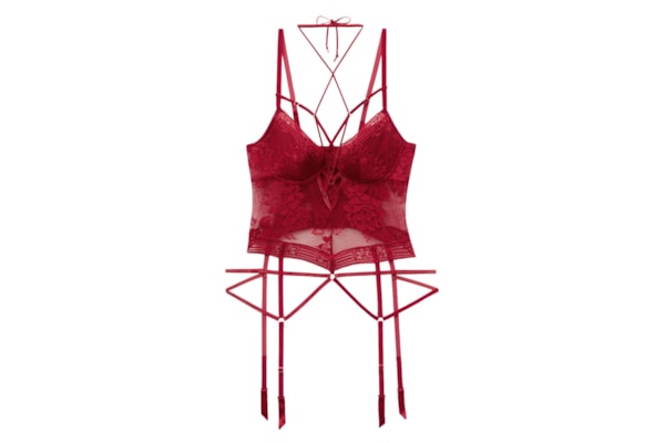 Corpete Com Cinta-Liga La Femme Fatale - Vermelho