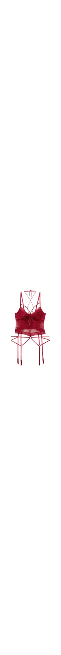 Corpete Com Cinta-Liga La Femme Fatale - Vermelho