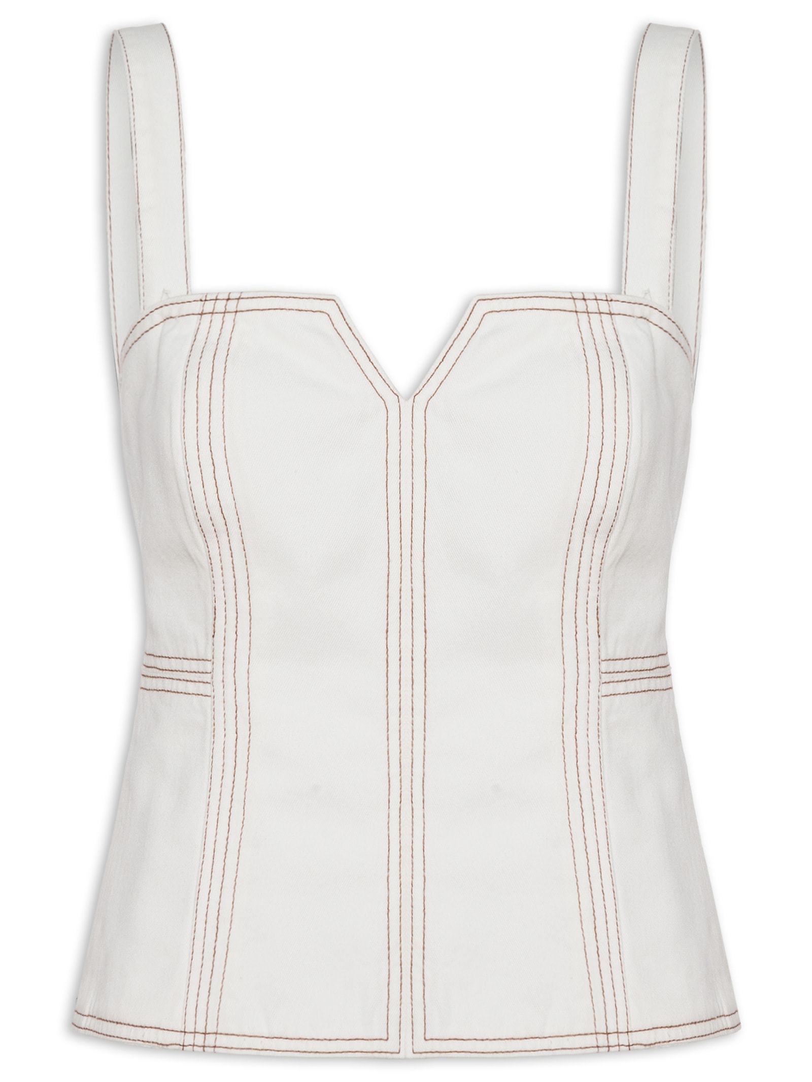 Corselet Feminino Sarja Pespontos Branco Dress To