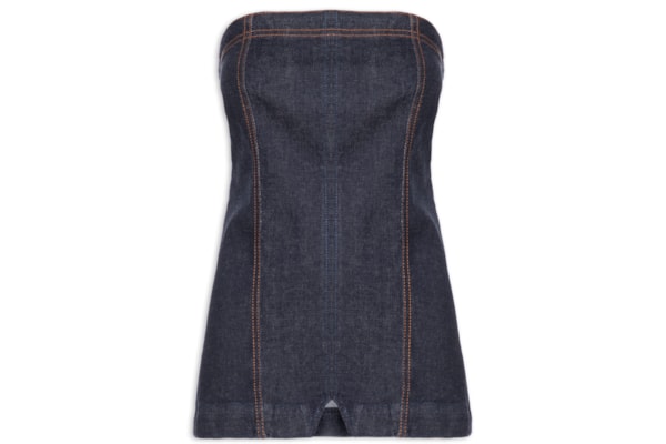 Corselet Jeans Alfaiataria Confort - Azul