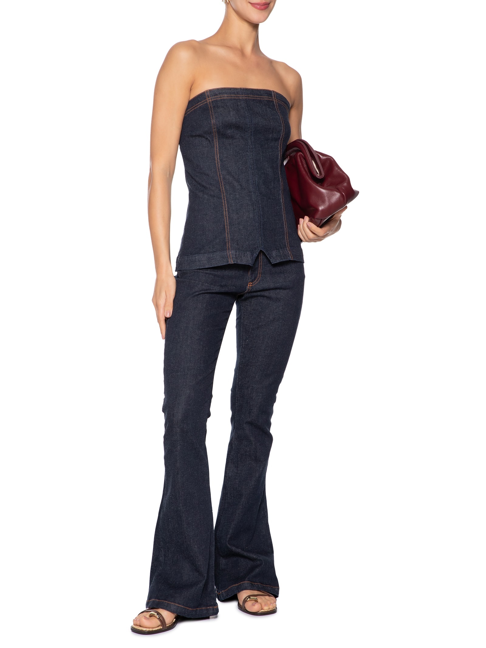 Corselet Jeans Alfaiataria Confort Azul Dress To