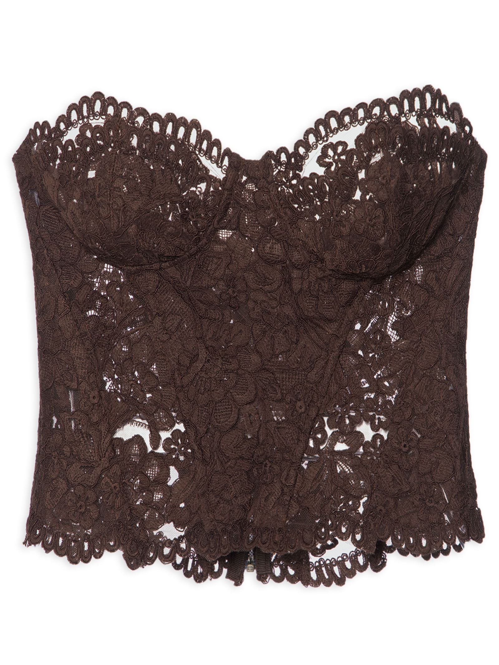 Corset De Renda Midi Marrom Dries Marrom Animale