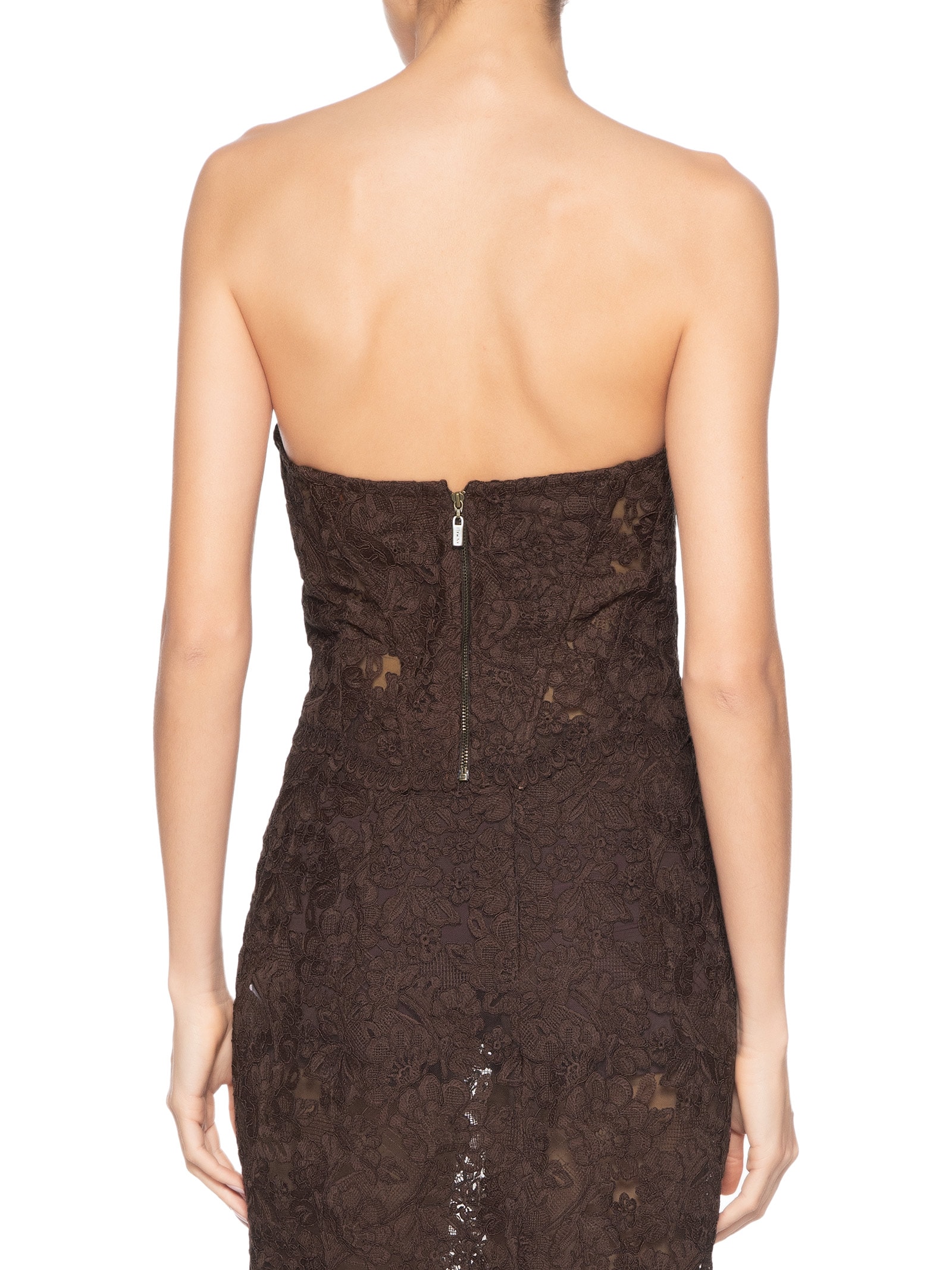 Corset De Renda Midi Marrom Dries Marrom Animale