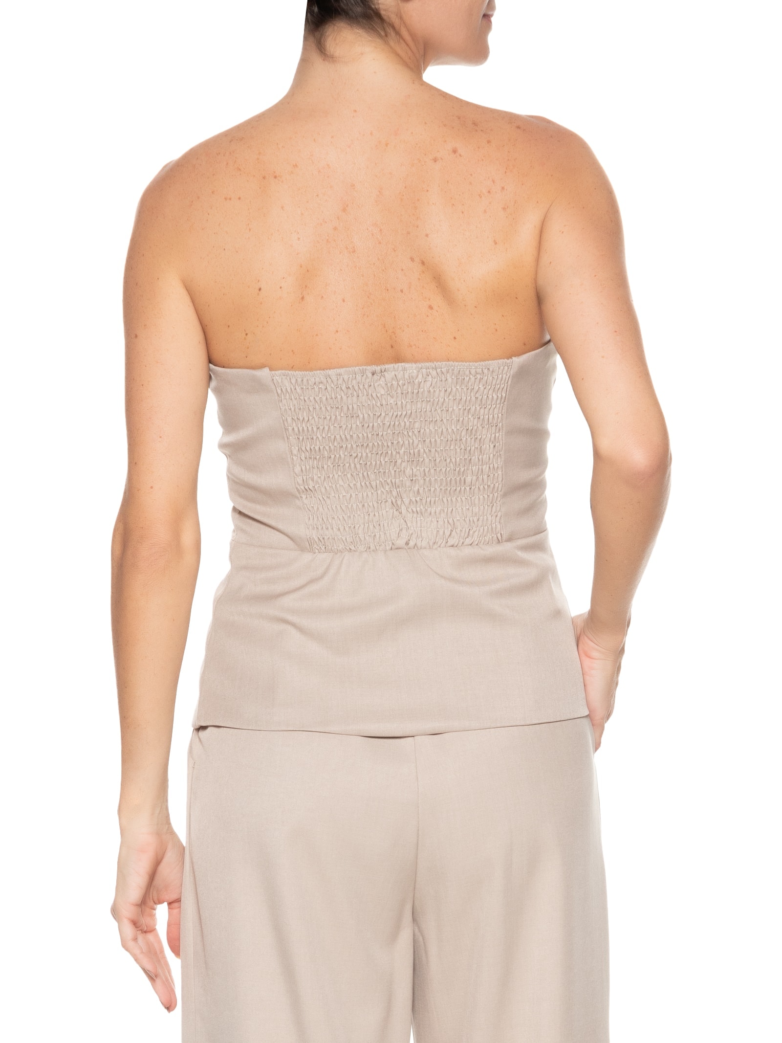 Corset Feminino Alfaiataria Bege Market 33