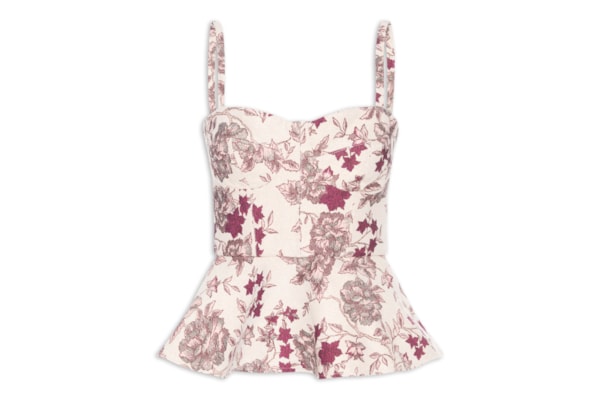 Corset Feminino Estruturado Peplum Em Jacquard - Rosa