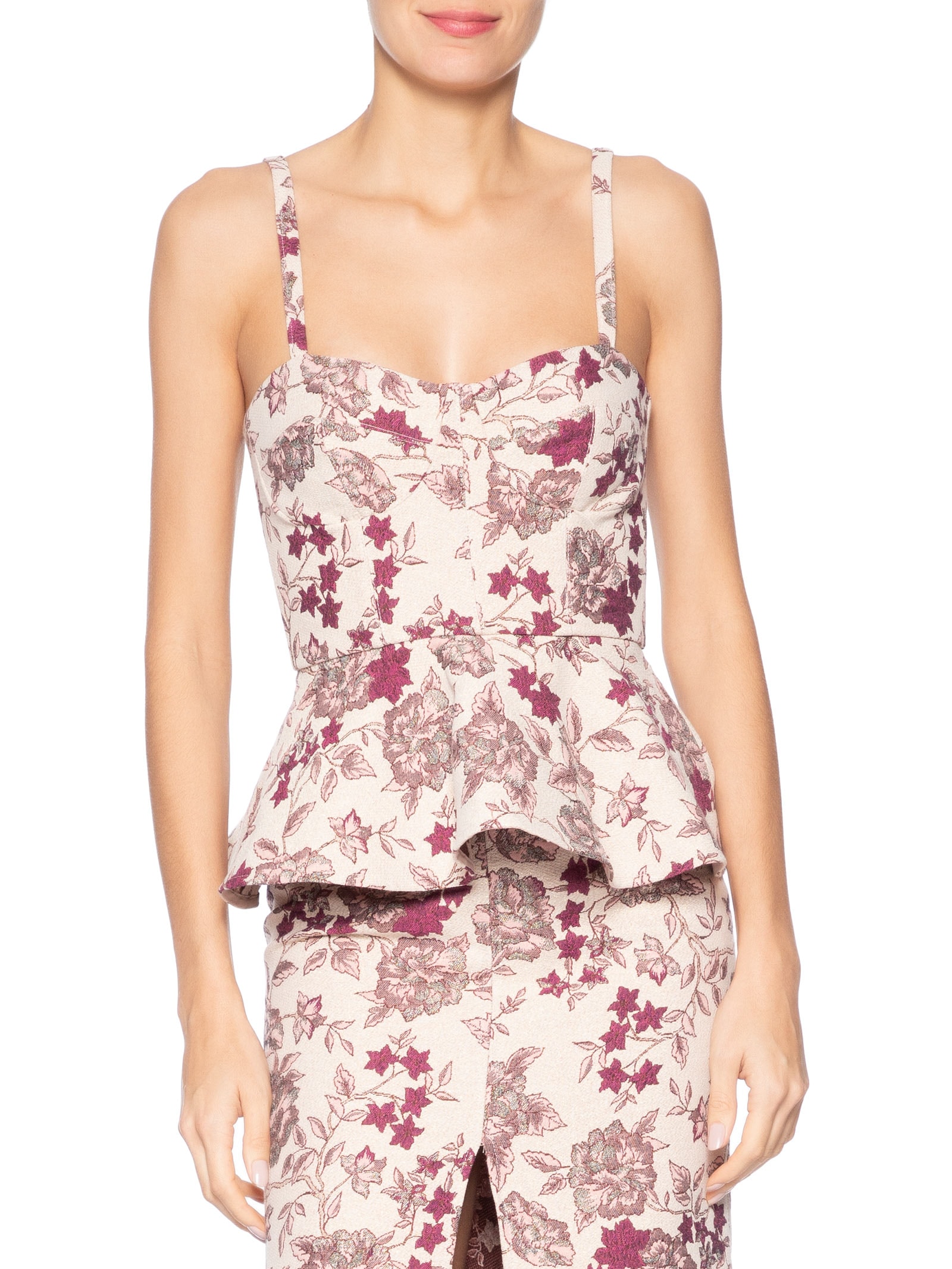 Corset Feminino Estruturado Peplum Em Jacquard Rosa '2Essential