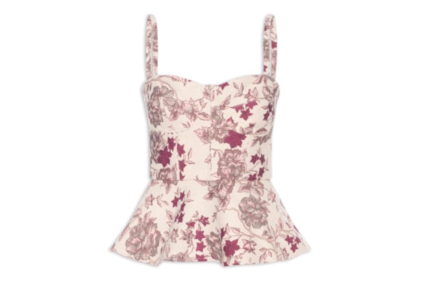 Corset Feminino Estruturado Peplum Em Jacquard - Rosa