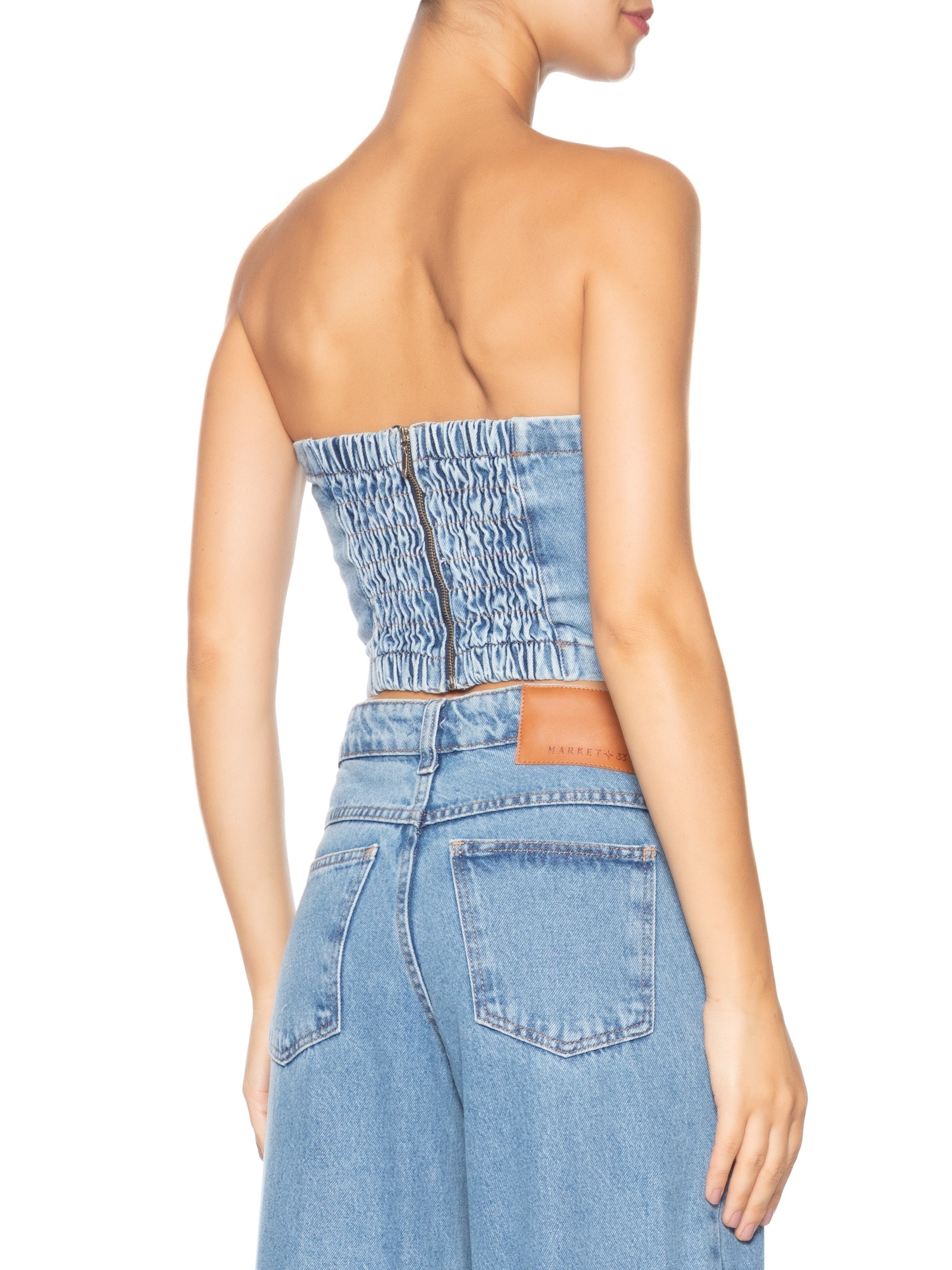 Corset Feminino Jeans Azul Market 33