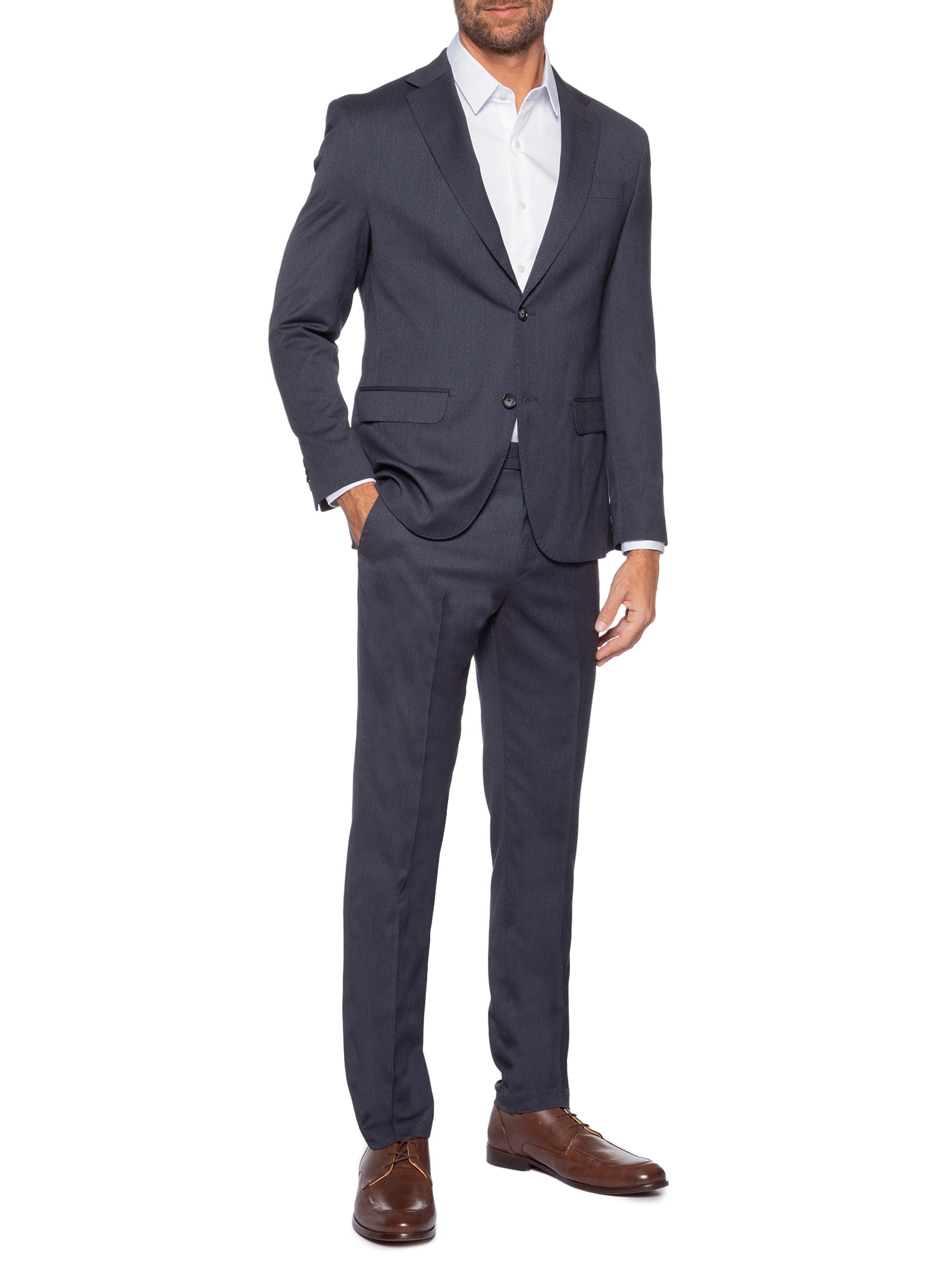 Costume Masculino Misto Viscose Liso Azul Oficina Reserva