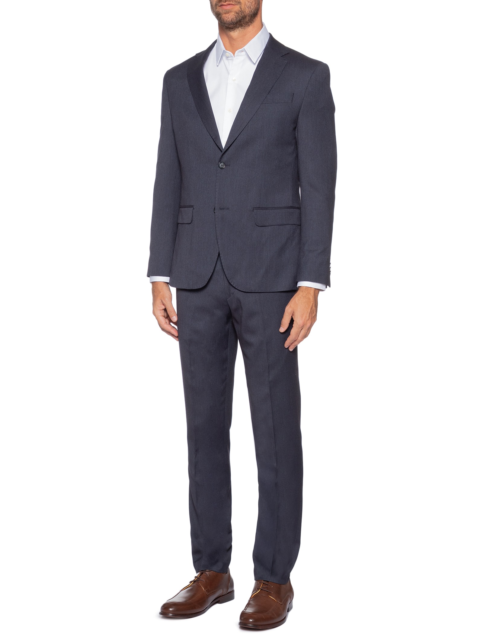 Costume Masculino Misto Viscose Liso Azul Oficina Reserva