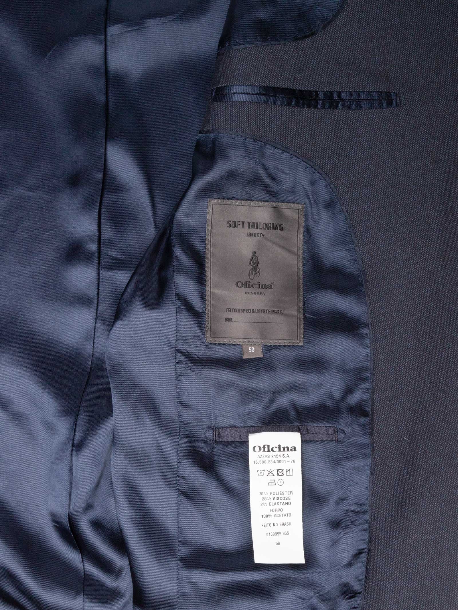 Costume Masculino Misto Viscose Liso Azul Oficina Reserva