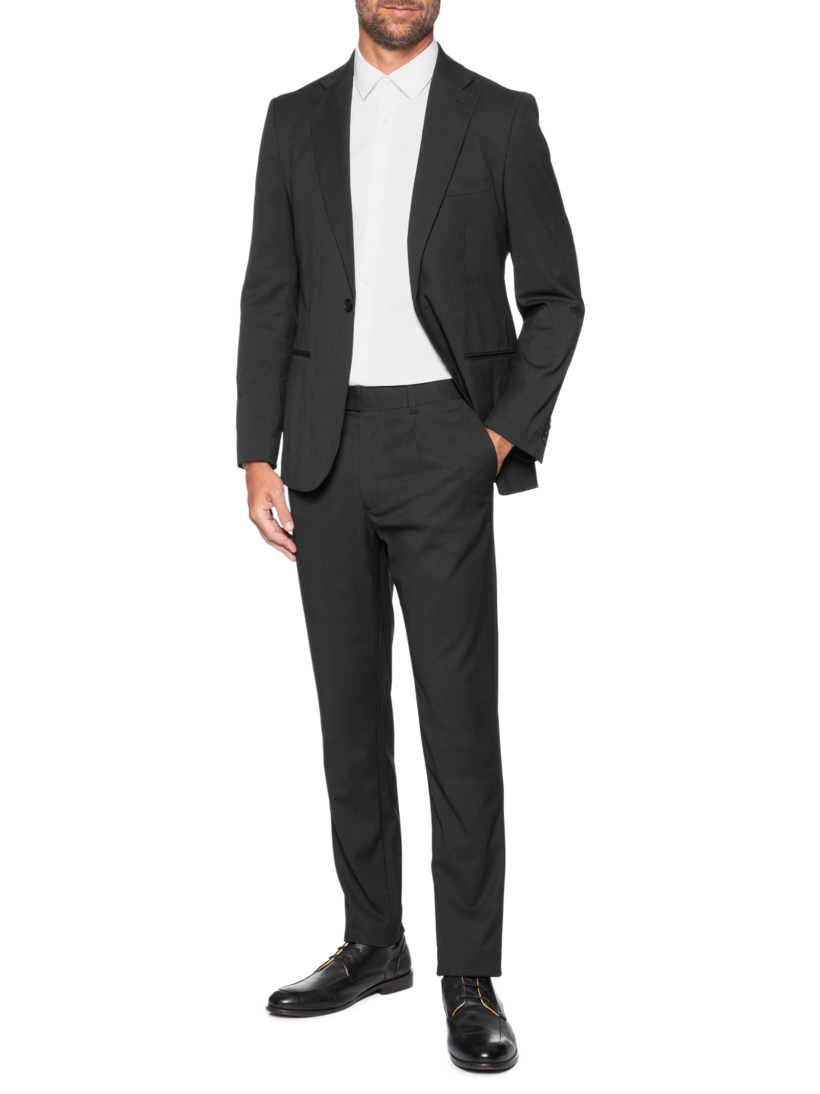 Costume Masculino Social Ponto Palito Slim Preto '2 Essential