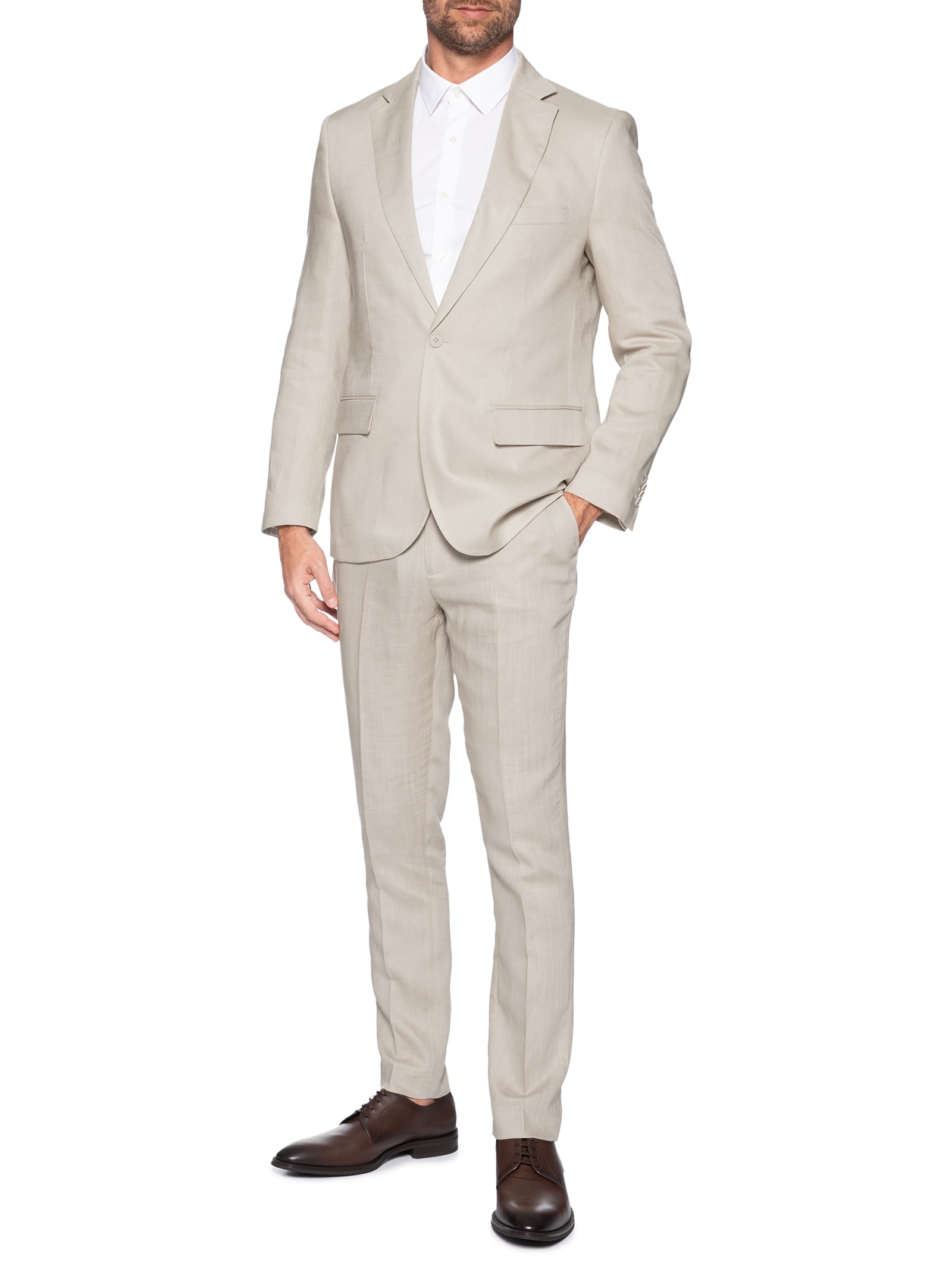 Costume Masculino Social Slim Bege '2 Essential