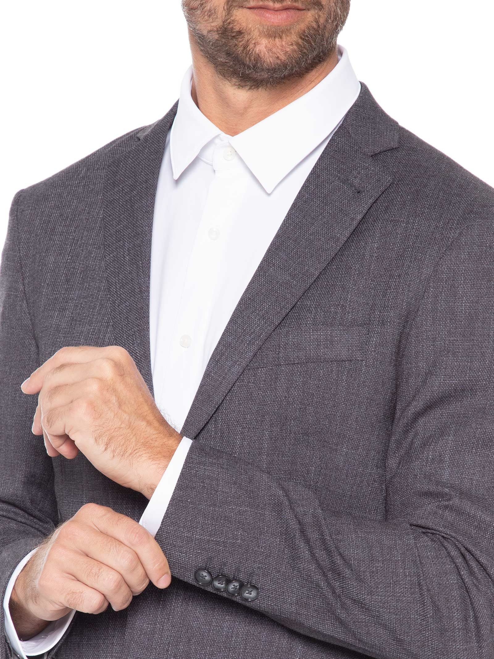 Costume Terno Masculino Falso Liso Cinza Oficina Reserva