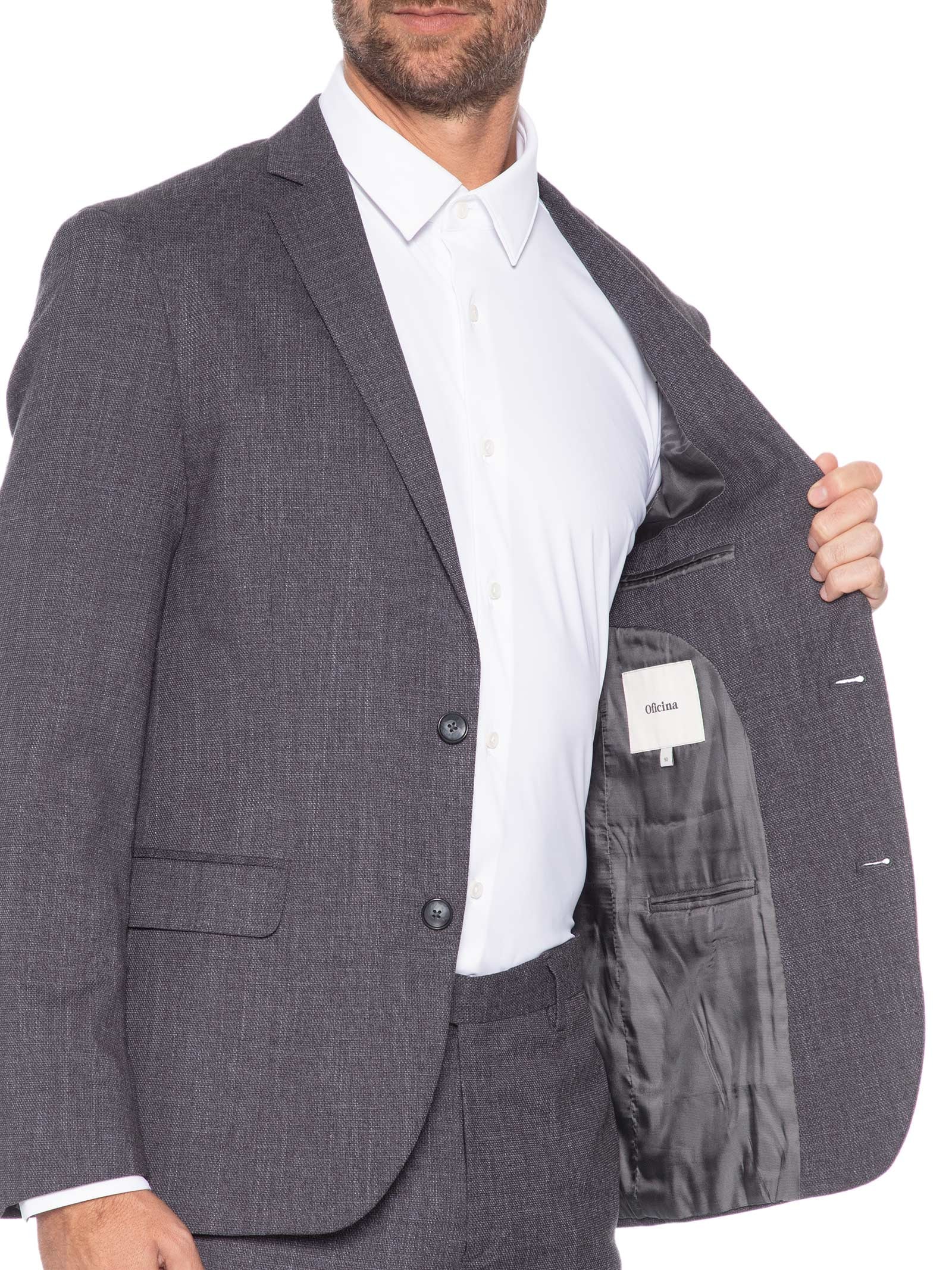 Costume Terno Masculino Falso Liso Cinza Oficina Reserva