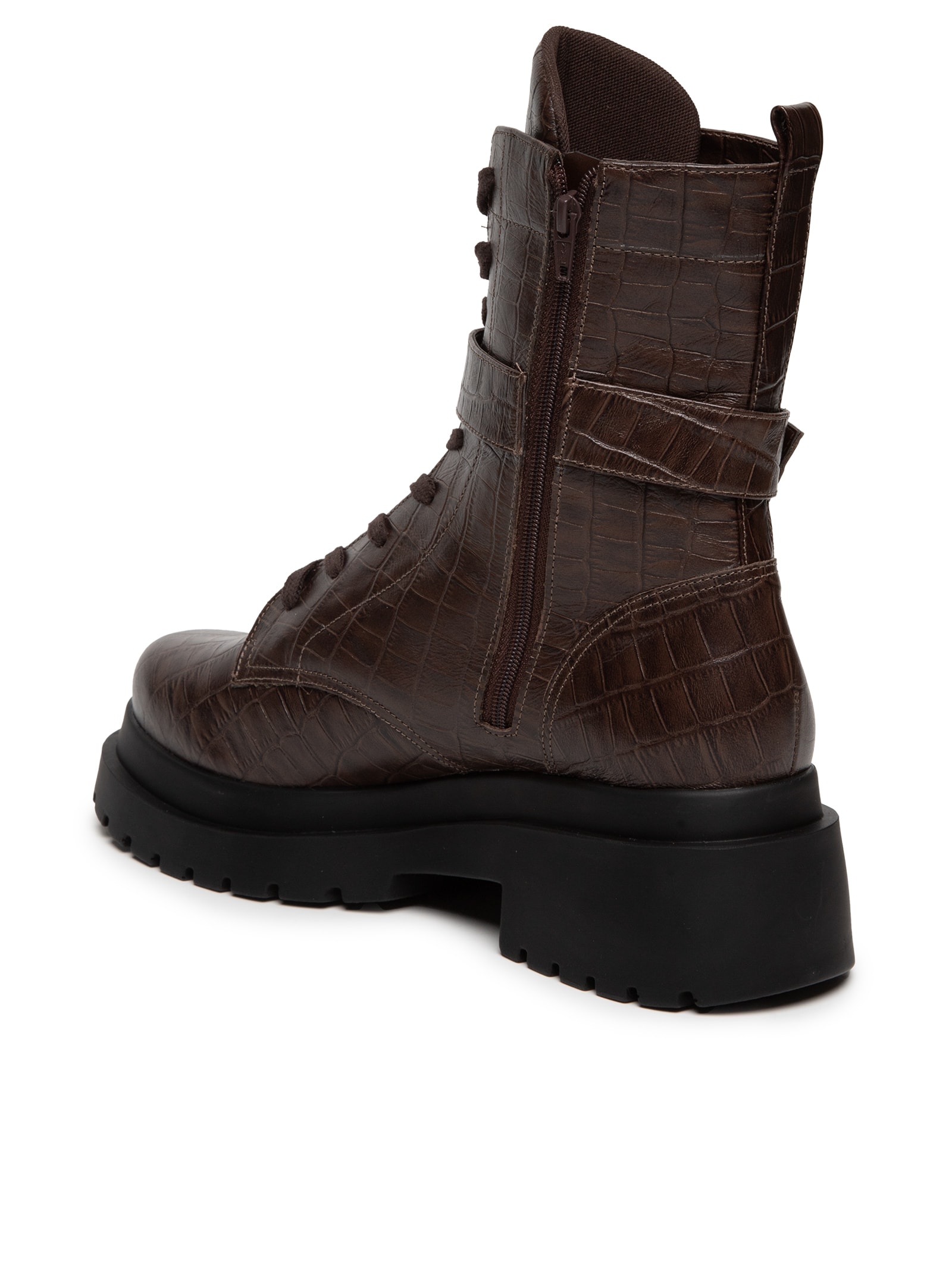 Coturno Feminino Biker Em Couro Com Fivela Marrom Basiq