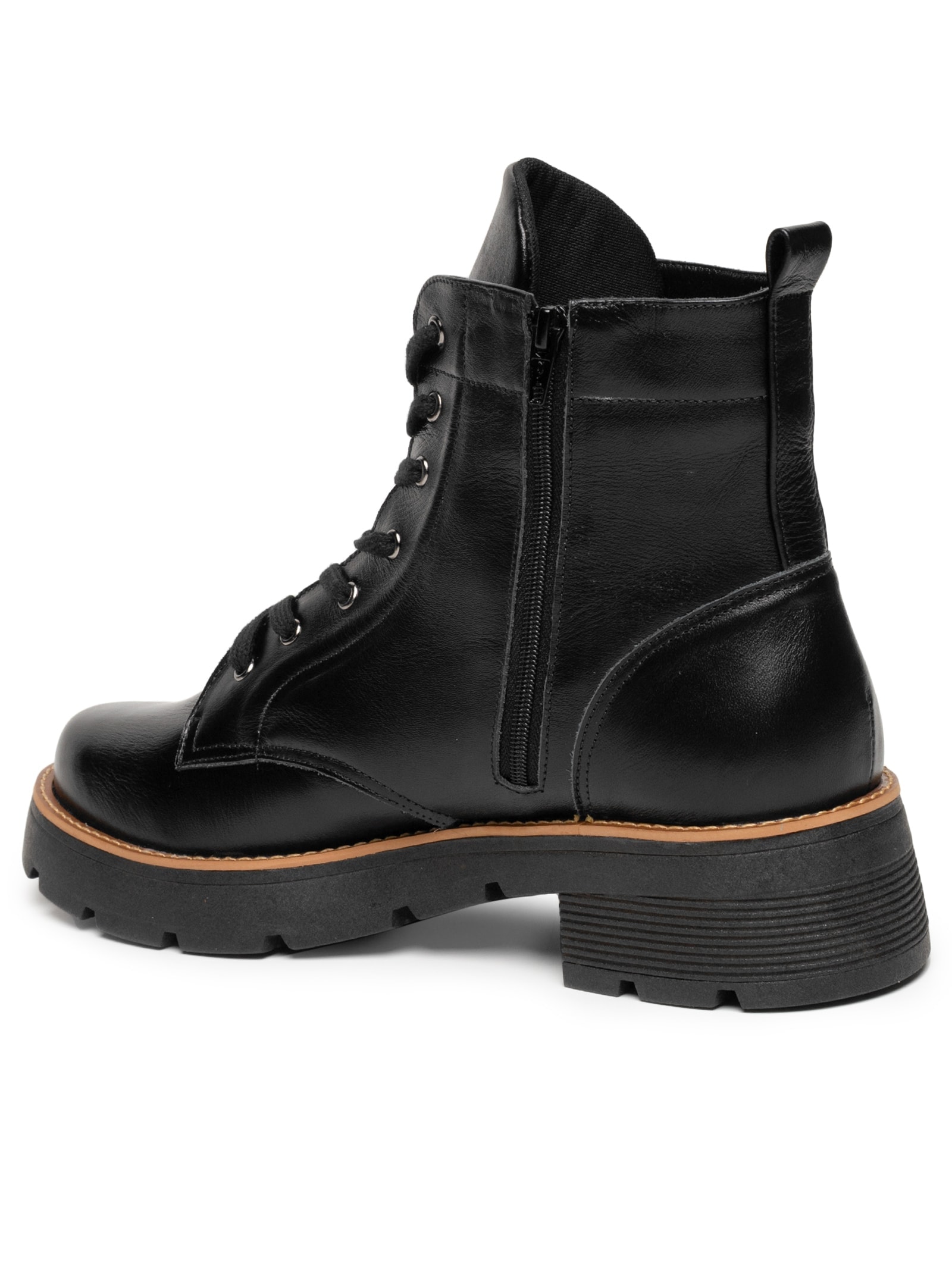 Coturno Feminino Couro Cano Baixo Preto Basiq