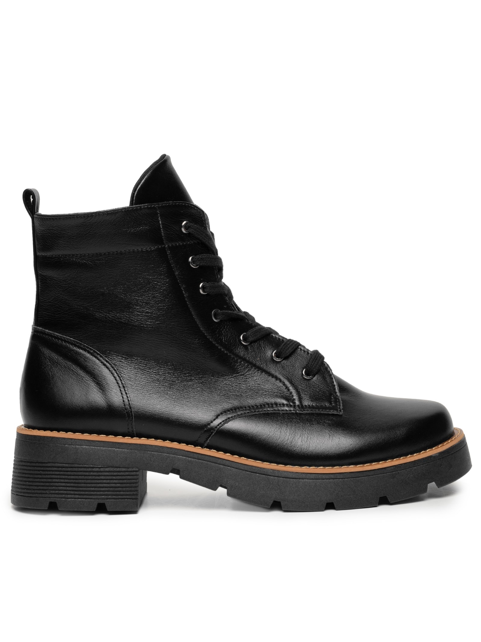 Coturno Feminino Couro Cano Baixo Preto Basiq