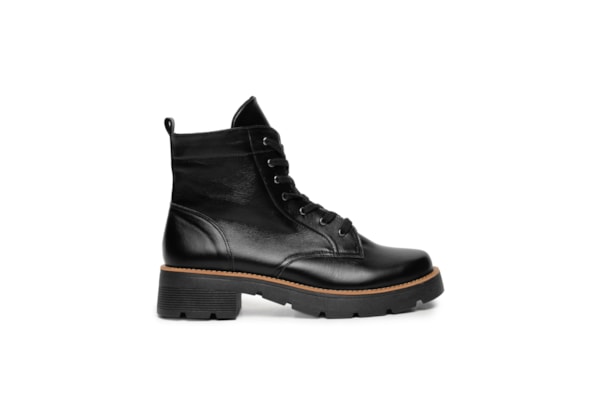 Coturno Feminino Couro Cano Baixo - Preto