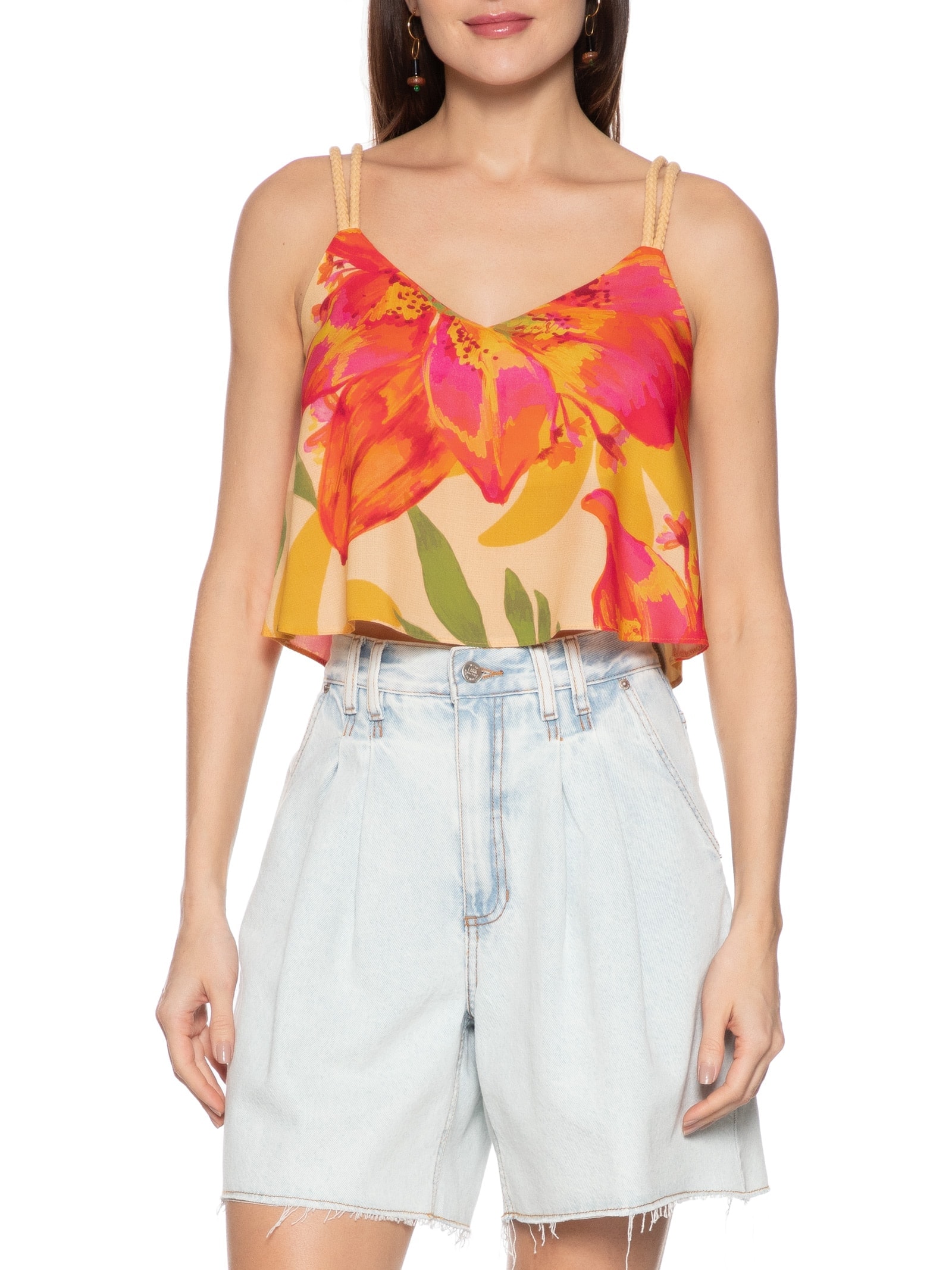 Cropped Alça Corda Amarelo Cacay