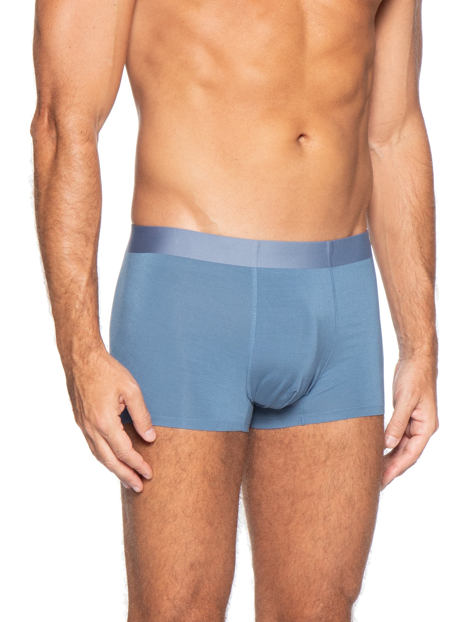Cueca Box Modal Com Elastano Azul Basiq Men