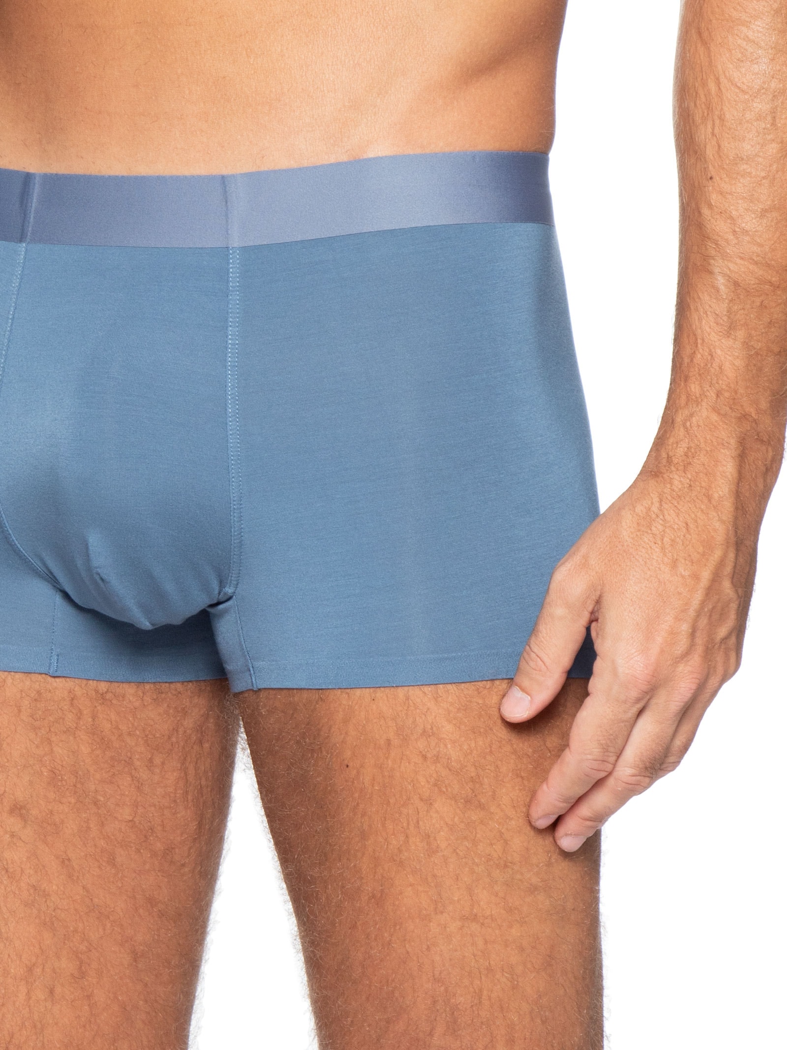 Cueca Box Modal Com Elastano Azul Basiq Men