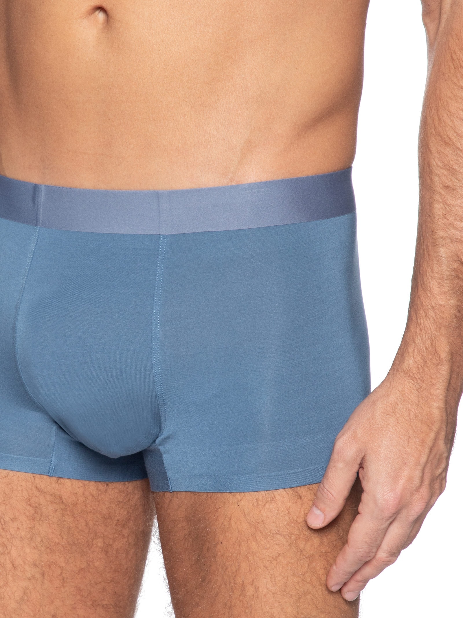 Cueca Box Modal Com Elastano Azul Basiq Men