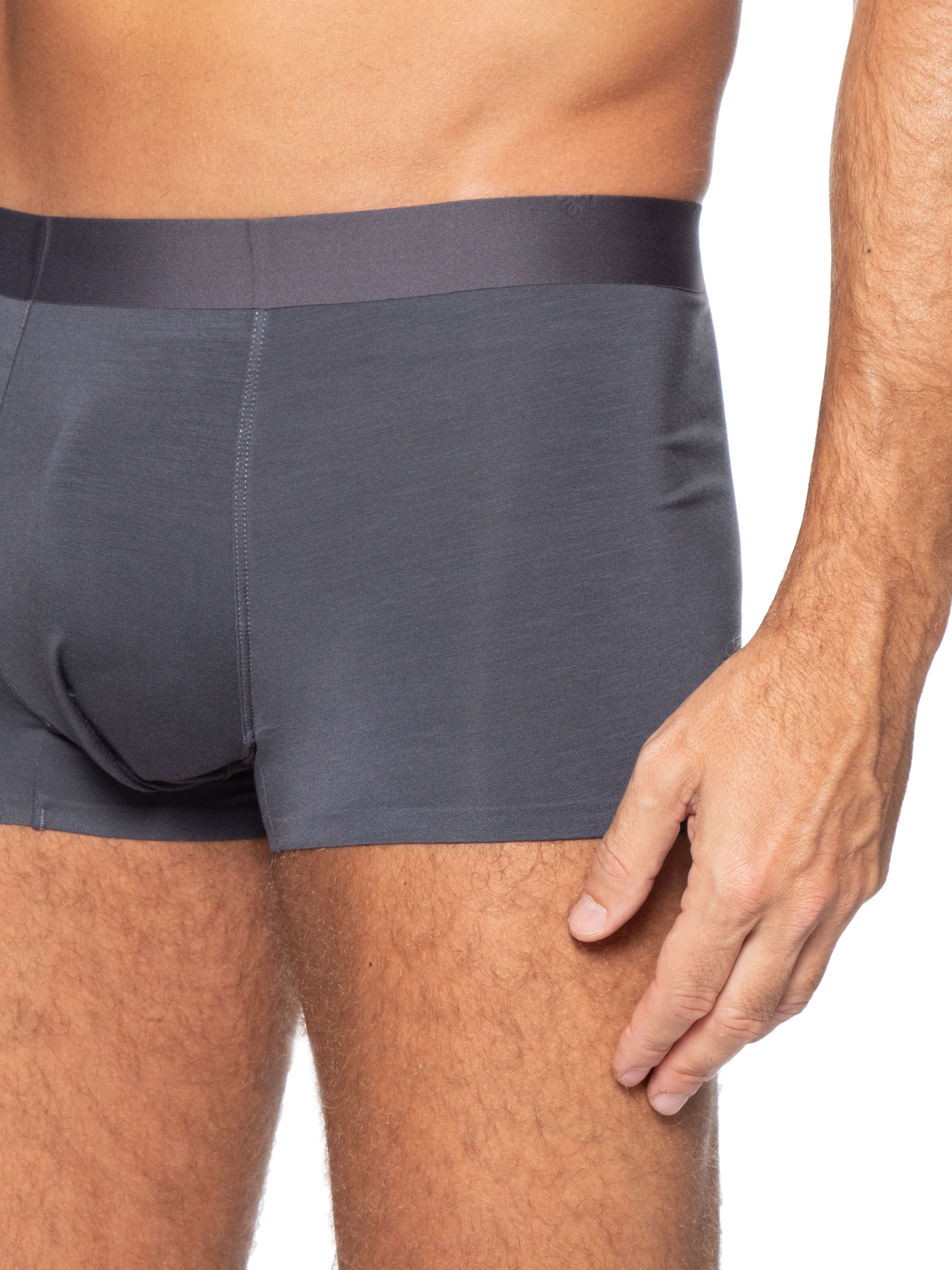 Cueca Box Modal Com Elastano Cinza Basiq Men