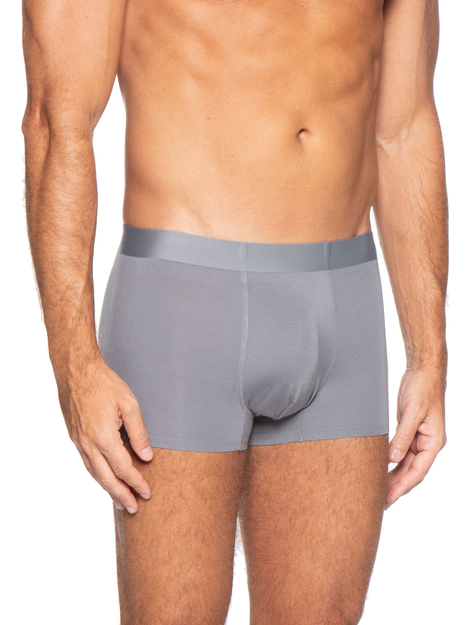 Cueca Box Modal Com Elastano Cinza Basiq Men