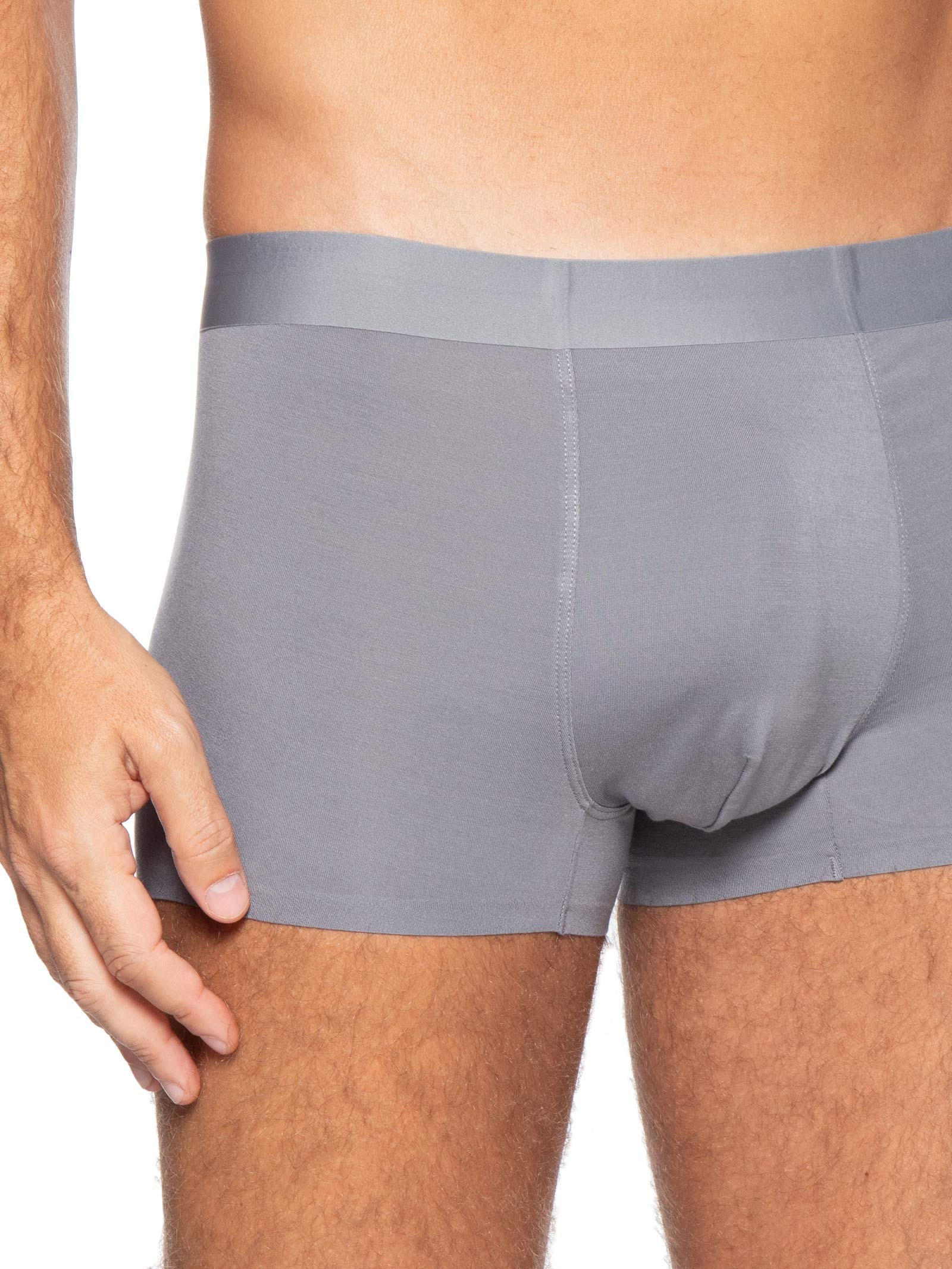 Cueca Box Modal Com Elastano Cinza Basiq Men