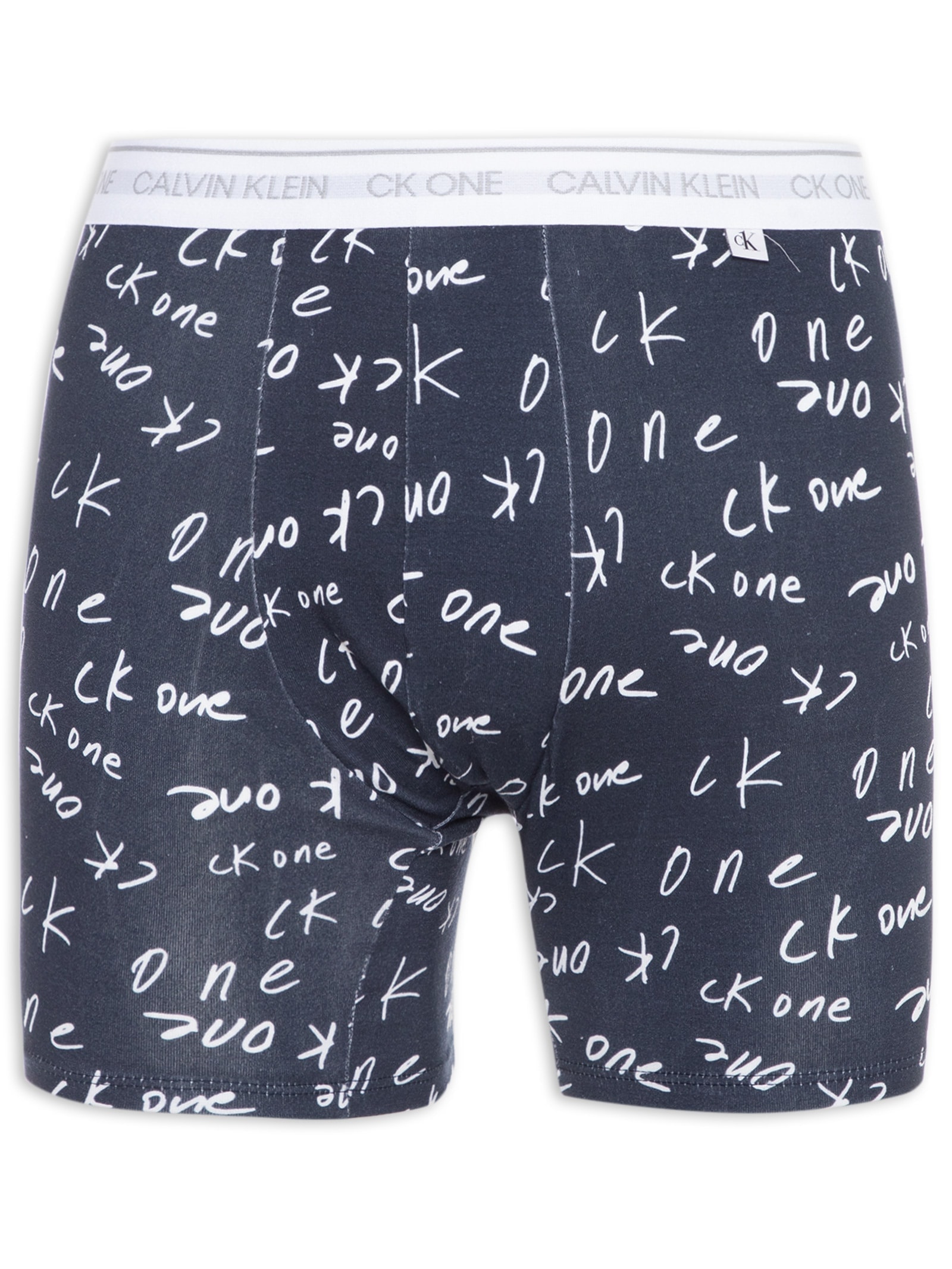 Cueca Boxer Ck One Print Marker Logo Azul Calvin Klein Underwear