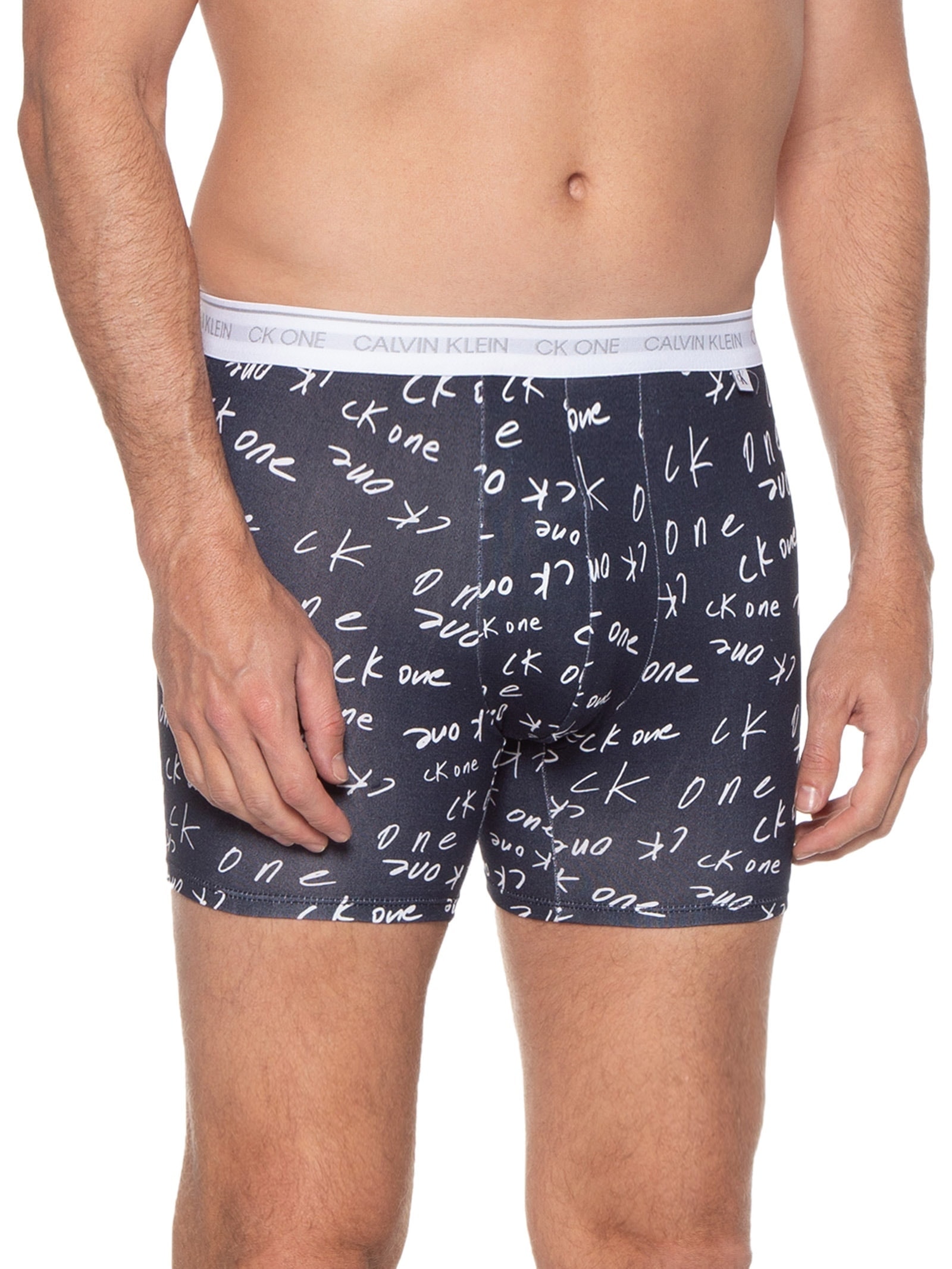Cueca Boxer Ck One Print Marker Logo Azul Calvin Klein Underwear