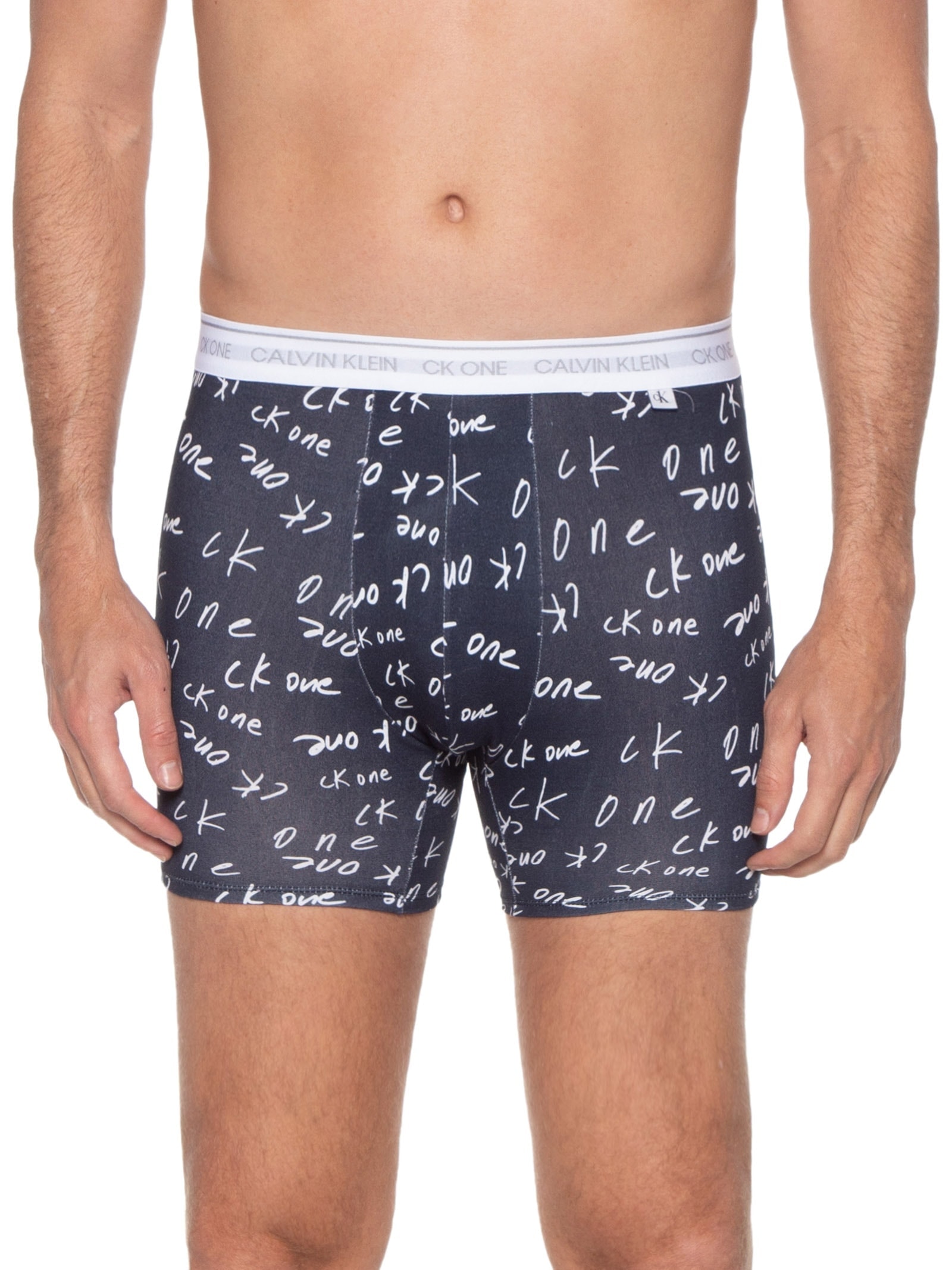 Cueca Boxer Ck One Print Marker Logo Azul Calvin Klein Underwear