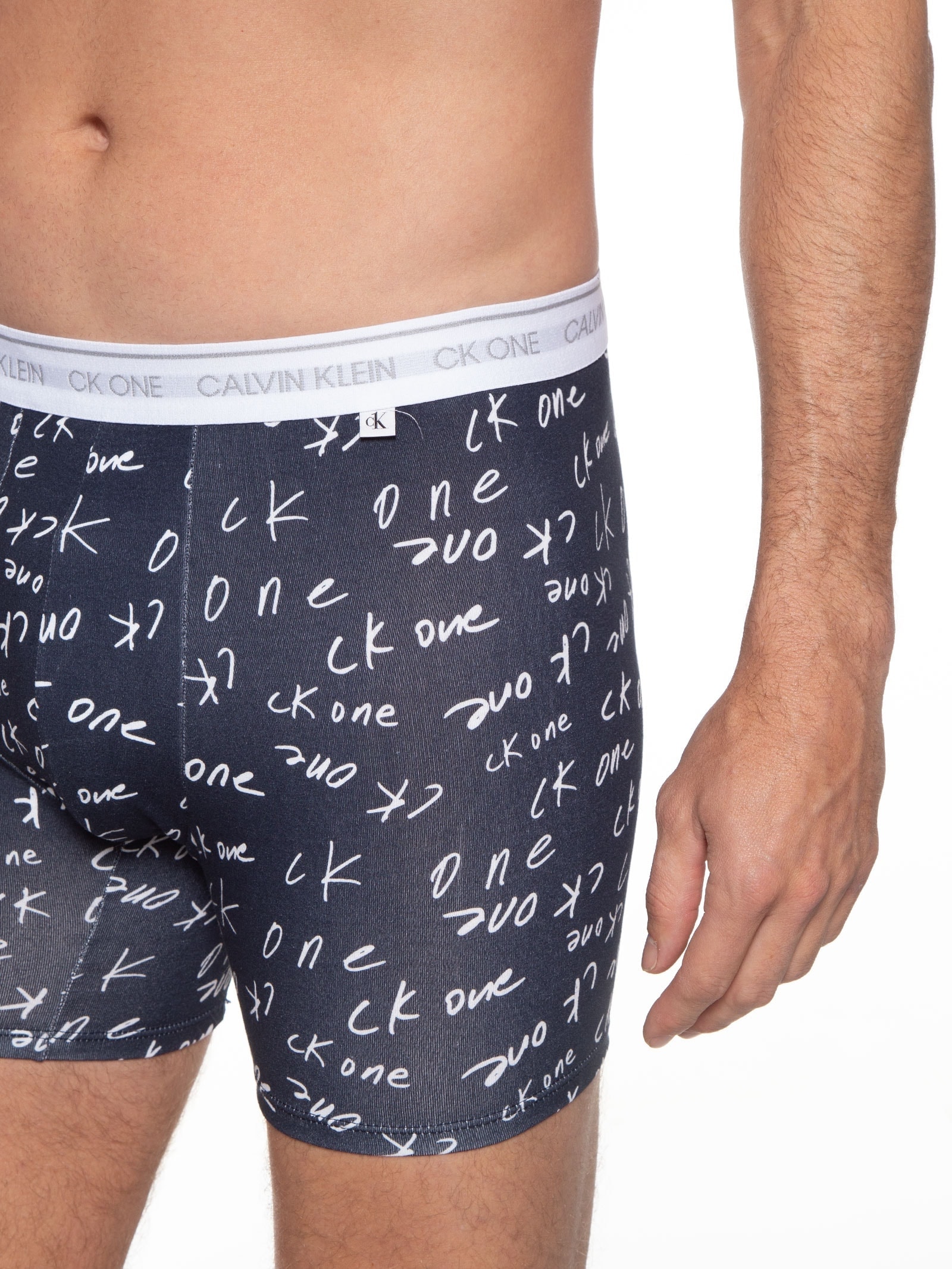 Cueca Boxer Ck One Print Marker Logo Azul Calvin Klein Underwear