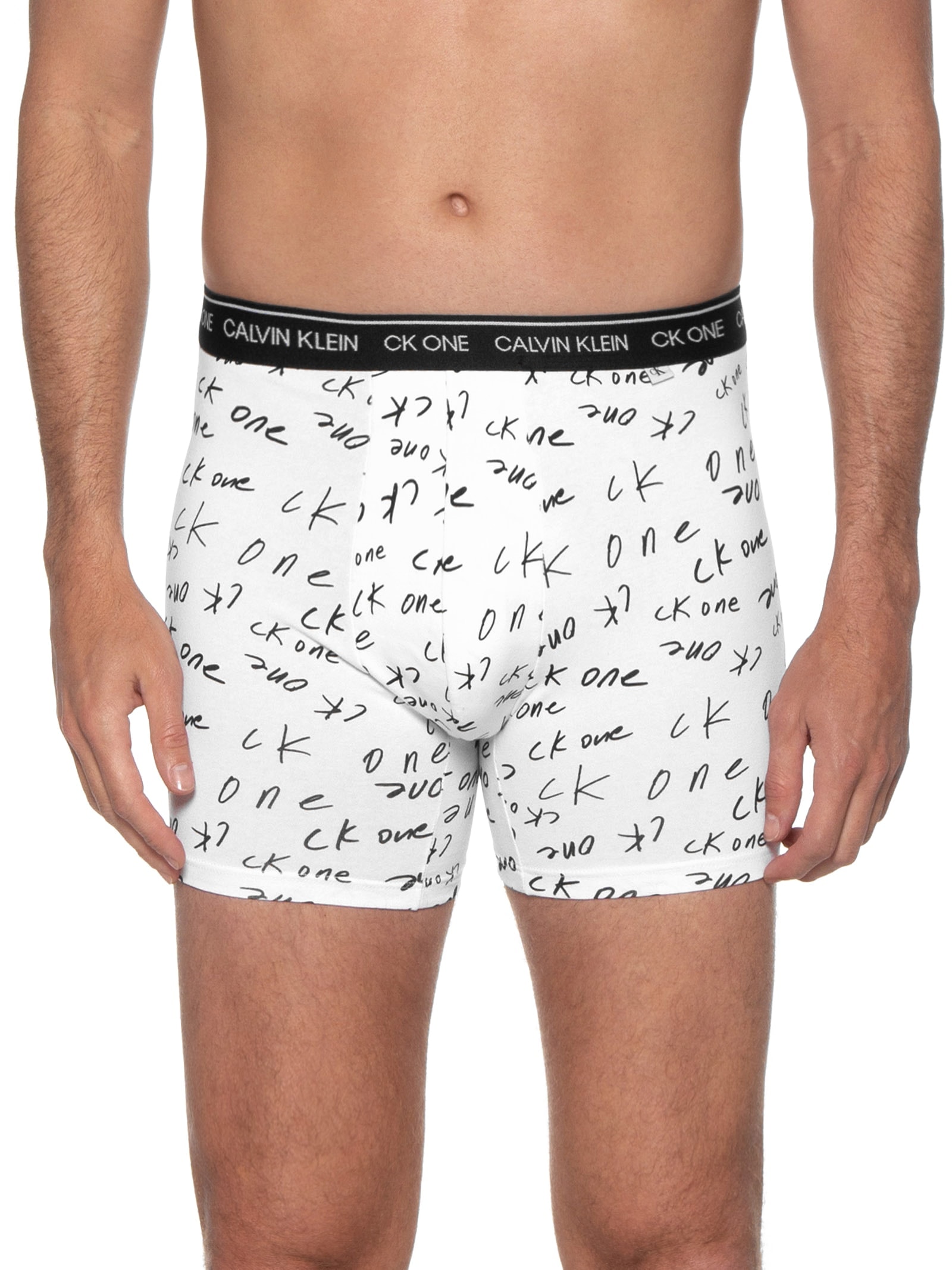 Cueca Boxer Ck One Print Marker Logo Branco Calvin Klein Underwear