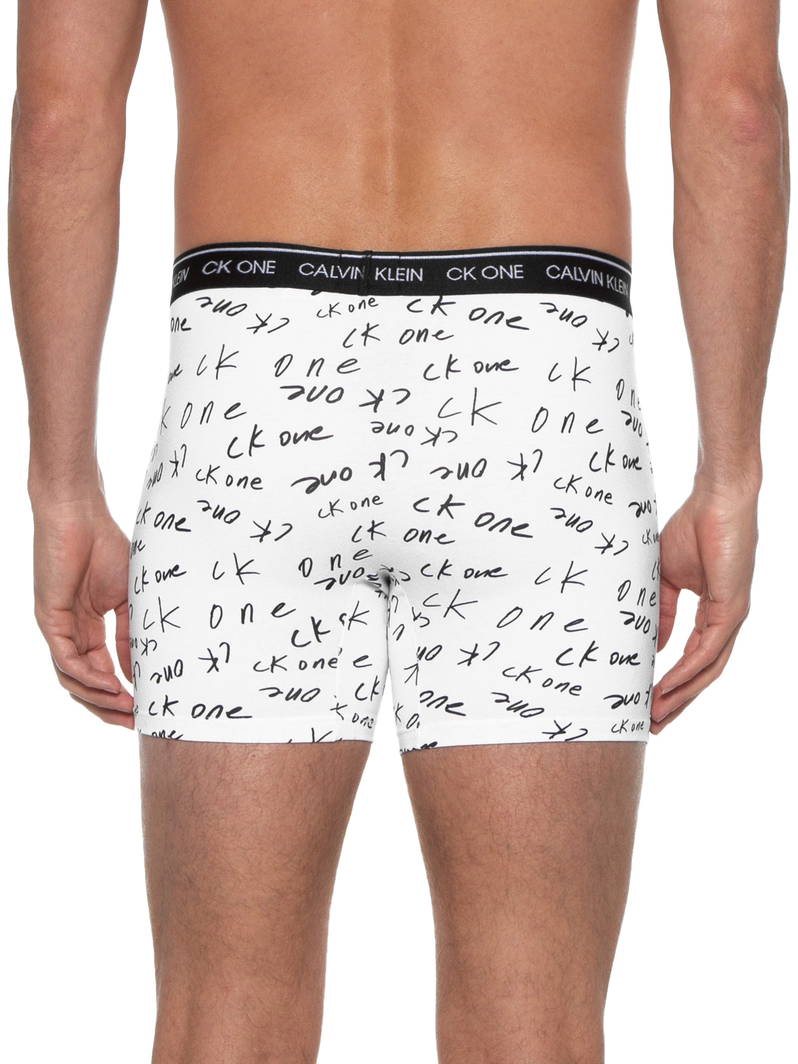 Cueca Boxer Ck One Print Marker Logo Branco Calvin Klein Underwear