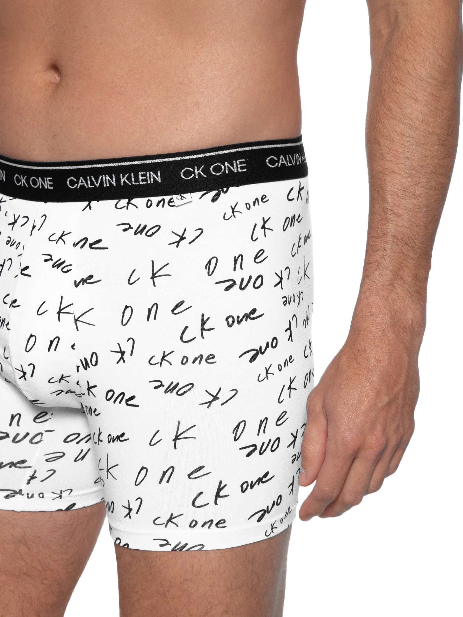 Cueca Boxer Ck One Print Marker Logo Branco Calvin Klein Underwear