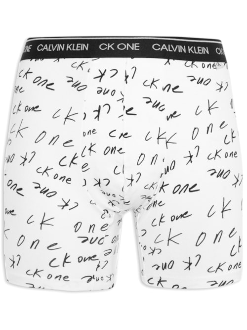 Cueca Boxer Ck One Print Marker Logo - Branco