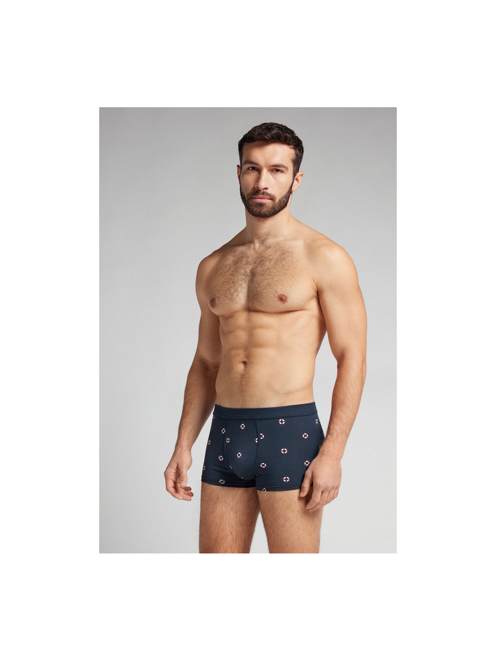 Cueca Boxer Com Estampa De Boias Em Algodão Natural Fresh Azul Intimissimi