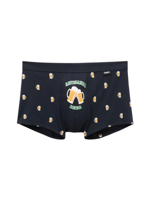 Cueca Boxer Com Estampa De Cerveja Em Algodão Supima - Azul