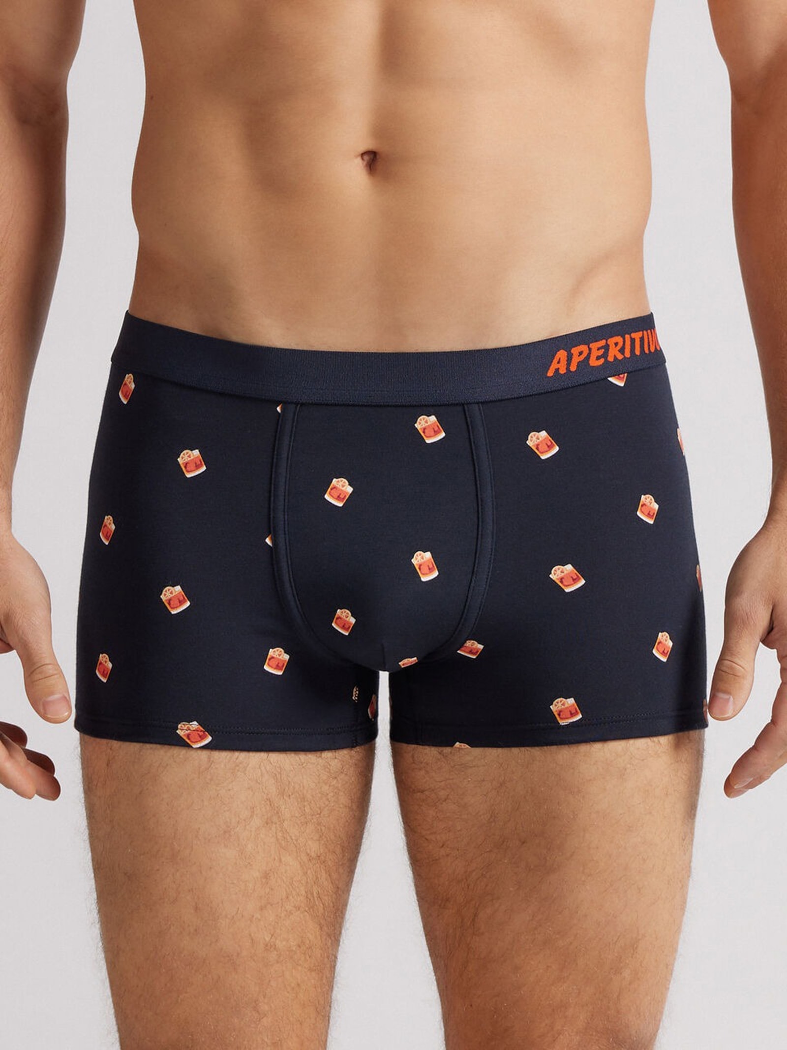 Cueca Boxer Com Estampa De Coquetel Negroni Em Algodão Supima Azul Intimissimi