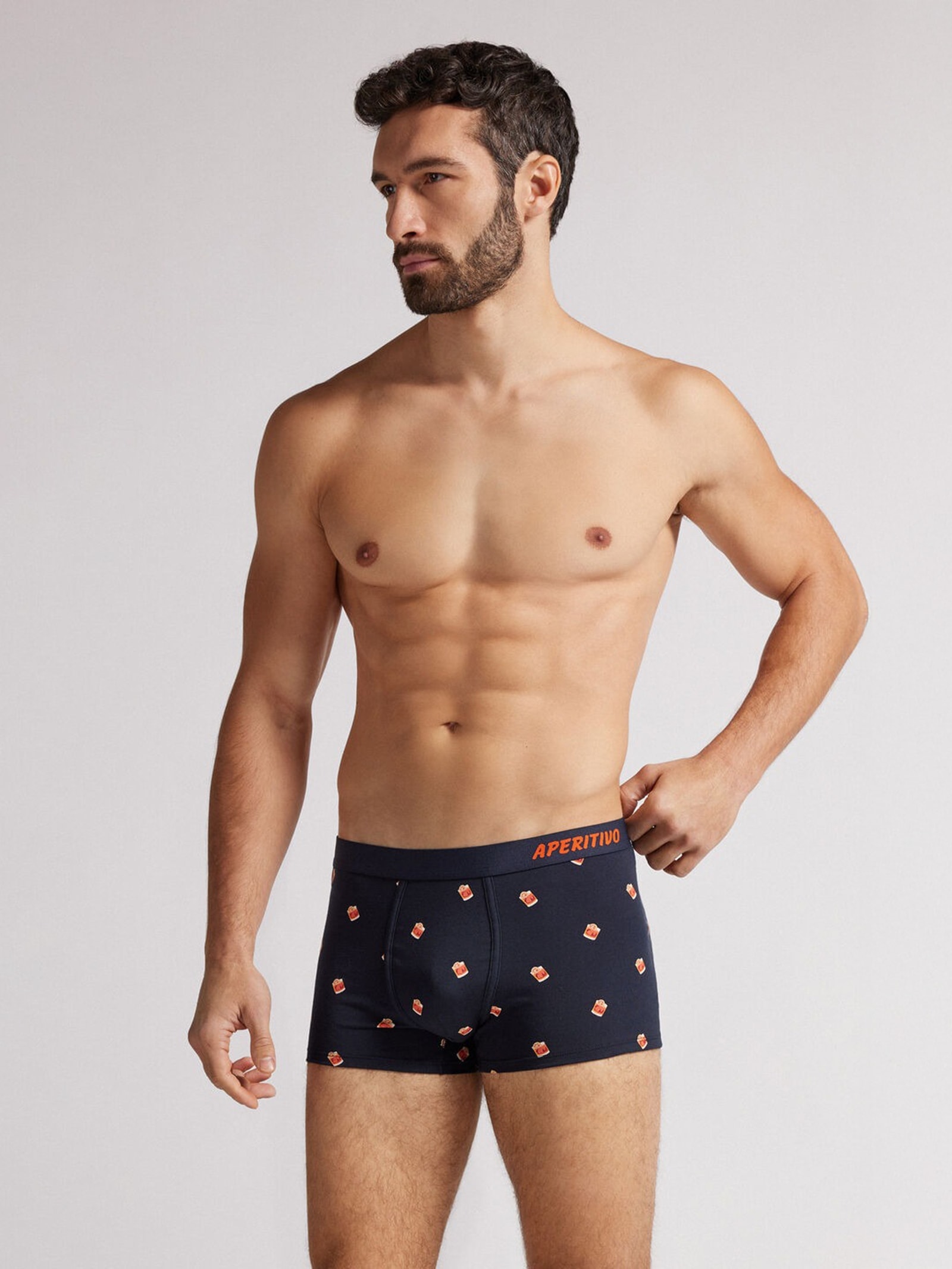 Cueca Boxer Com Estampa De Coquetel Negroni Em Algodão Supima Azul Intimissimi