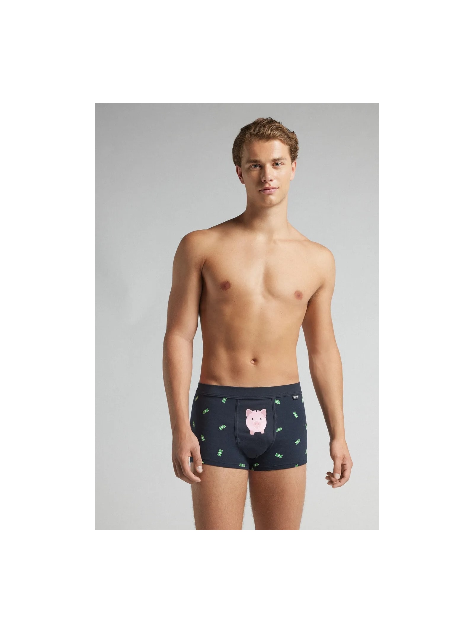 Cueca Boxer Com Estampa De Dólar Em Algodão Supima Azul Intimissimi